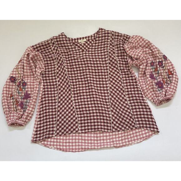 Easel Los Angeles Anthropologie EMBROIDERED Shirt Baggy Oversized Boho Fairycore - Picture 1 of 11